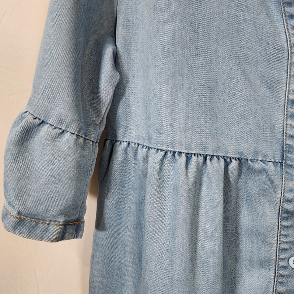 Blue Tiered Ruffled Mini Sundress with Mandarin Collar - Picture 4 of 9